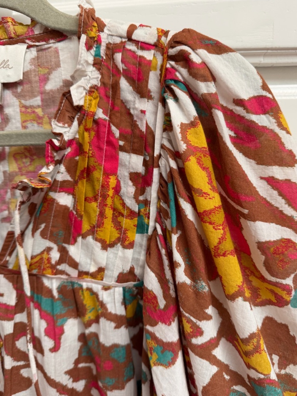 Cleobella Zola Puff Sleeve Organic Cotton Floral Boho Blouse Size Large - Picture 10 of 15